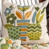 Kirjailtu tyynynpäällinen "Flower pots" ekopuuvillaa