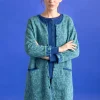 Pitkä neuletakki ”Astrid” ekologista/kierrätettyä puuvillaa